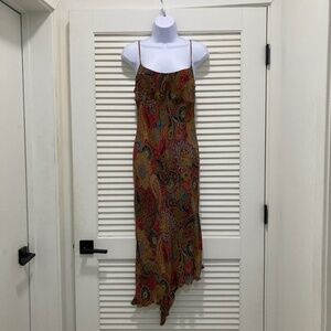 Laundry by Shelli Segal Vintage Silk Paisley Dress – Size 8, Asymmetrical Hem
